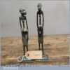 Striking Pair of Antique African Art Tribal Bronze Figures - Approx 9” Tall