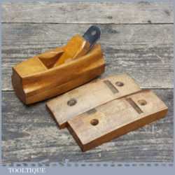 Vintage Luthiers Wooden Compassed Plane With 3 Interchangeable Soles