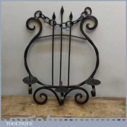 Vintage Gothic Medieval Wrought Iron Work Candle Holder Or Sconce