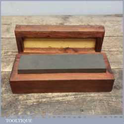 Vintage 8” x 2” India Oil Stone In Large Protective Pine Box
