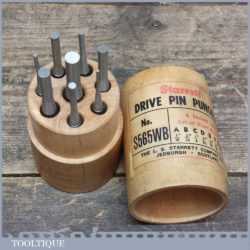 Vintage Set of 8 Starrett S565WB Drive Pin Punches - Original Wooden Tube