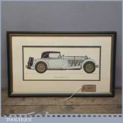 Vintage 1960’s Lithograph Car Memorabilia Print Mercedes Benz 1928 (SS)