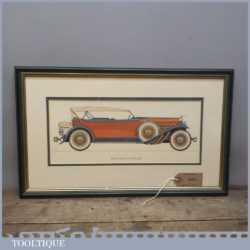 Vintage 1960’s Lithograph Car Memorabilia Framed Print Duisenberg 1929 Type SJ
