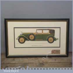 Vintage 1960’s Lithograph Car Memorabilia Framed Print Isotta-Fraschini 1929 (Type 8-A)