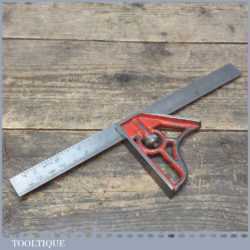 Vintage British Cast Steel Adjustable Combination Square - Good Condition