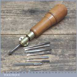 Vintage Boxwood And Brass Multi Tool With 8 Bits - Which Fit In The Handle