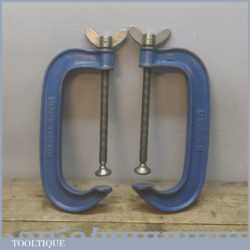 Vintage Pair of Record 8” Inch Heavy Duty G Cramps - Good Condition