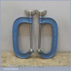 Vintage Pair of Record 6” Inch Heavy Duty G Cramps - Good Condition