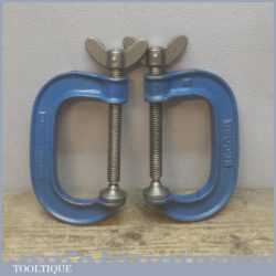 Vintage Pair of Record 3” Inch Heavy Duty G Cramps - Good Condition