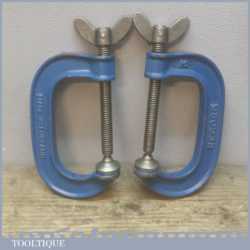 Vintage Pair of Record 3” Inch Heavy Duty G Cramps - Good Condition