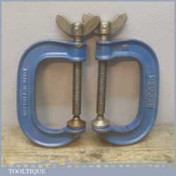 Vintage Pair of Record 3” Inch Heavy Duty G Cramps - Good Condition