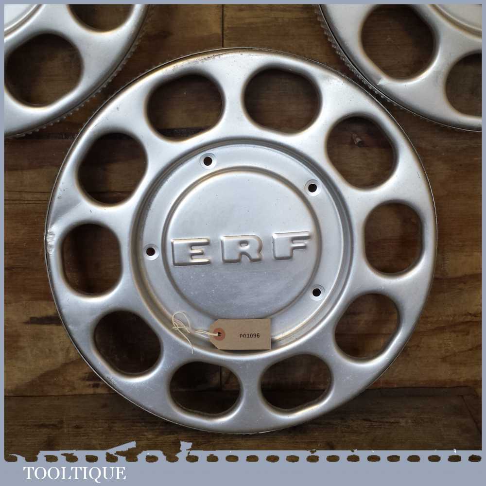 3 x Genuine ERF Metal 10 Stud Truck Lorry Wheel Trims 17″ Good