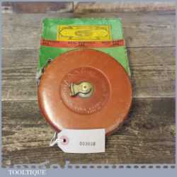 Vintage Rabone No: 260 Leather Bound 100 ft Measuring Tape In Original Box