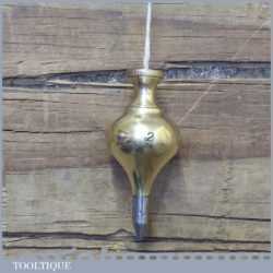 Vintage Steel Tipped Brass No: 2 Plumb Bob - Good Condition