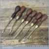 Vintage Set of 5 Marples Carving Chisels Plus 1 Spoon Bit - Sharpened
