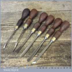 Vintage Set of 5 Marples Carving Chisels Plus 1 Spoon Bit - Sharpened