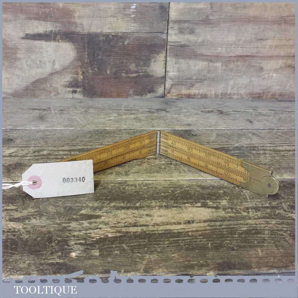 Vintage John Rabone No: 1179 Brass & Boxwood 2ft Folding Ruler | Tooltique