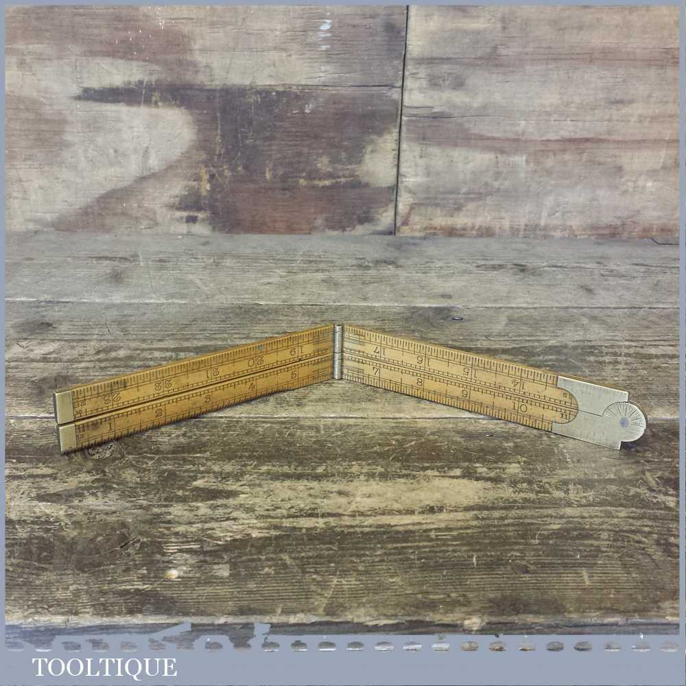 Vintage John Rabone No: 1179 Brass & Boxwood 2ft Folding Ruler | Tooltique