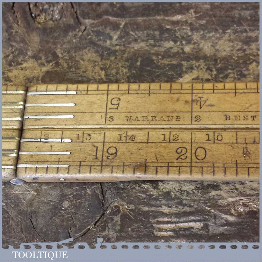 Vintage John Rabone No: 1179 Brass & Boxwood 2ft Folding Ruler | Tooltique