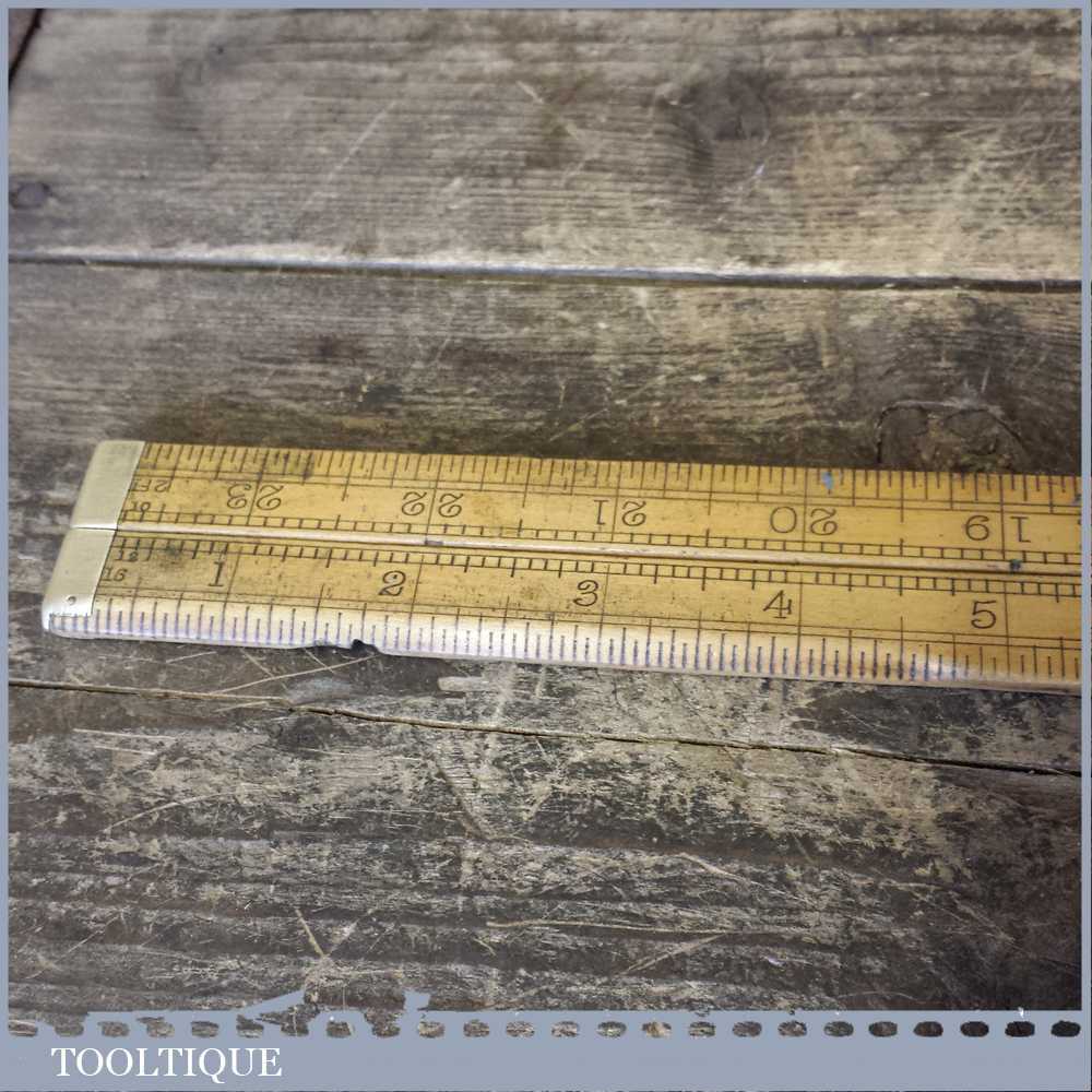 Vintage John Rabone No: 1179 Brass & Boxwood 2ft Folding Ruler | Tooltique