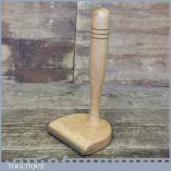 Vintage 4” Beech Wood And Brass Veneer Hammer - Good Condition