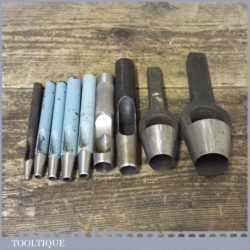 Variety Of 9 Vintage Leatherworking Punches - Good Condition