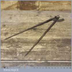 Large 15” Antique Pair Of Steel Dividers Probably Hand Made By Blacksmith