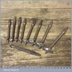 Set Of 9 Woodworking Auger Bits For A Brace In Good Condition