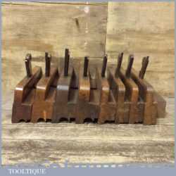 Antique Half Set (8 No:) Bead Moulding Planes 1/8” To 1” - Good Condition -