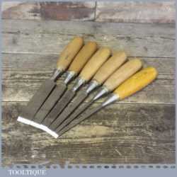 Set Of 6 No: Footprint Firmer Chisels ¼”-1” Wide With Wooden Handles