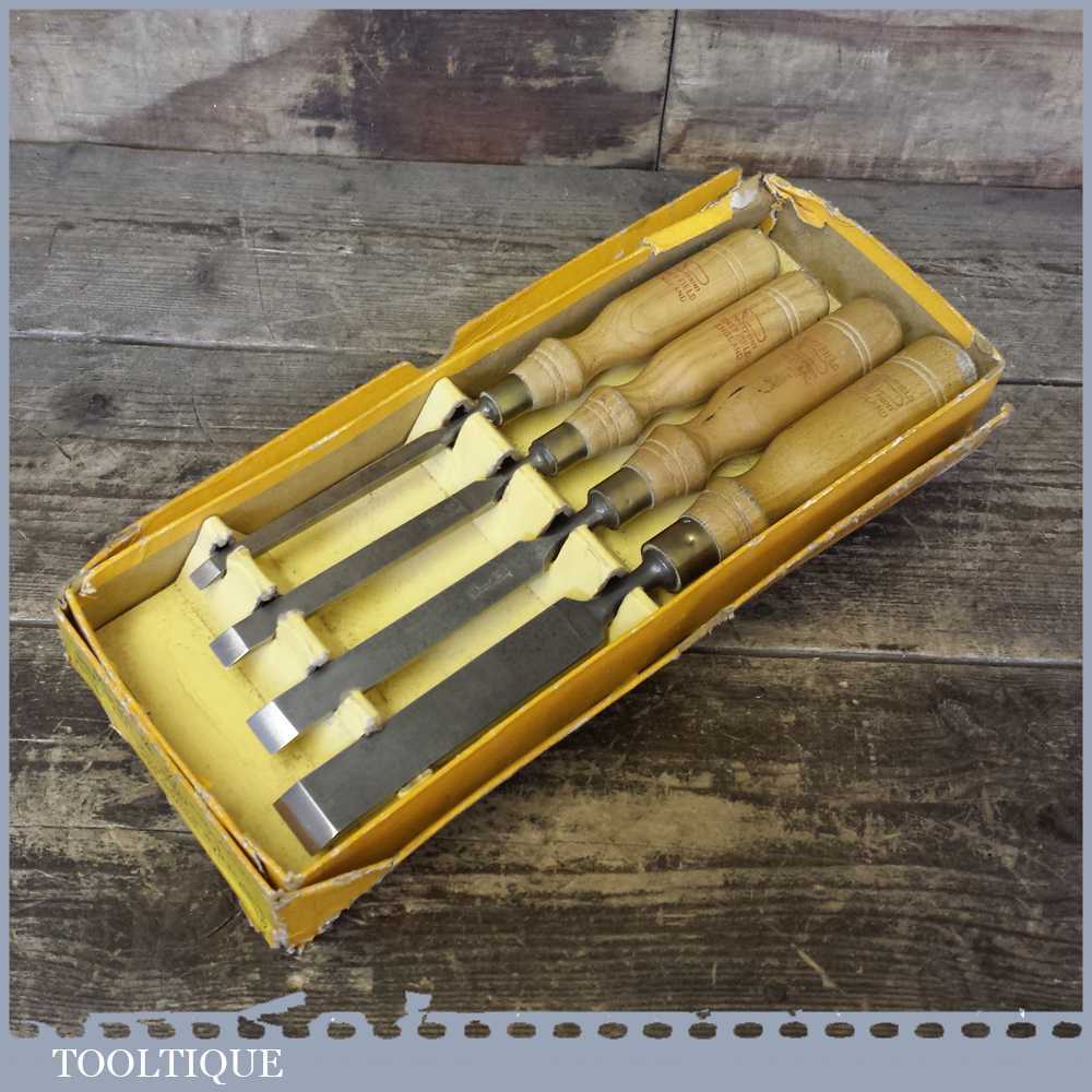 Set of Boxed Footprint Firmer Chisels 1/4” 3/8” 1/2” 3/4” Sizes Good