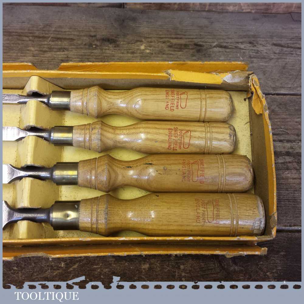 Set of Boxed Footprint Firmer Chisels 1/4” 3/8” 1/2” 3/4” Sizes Good