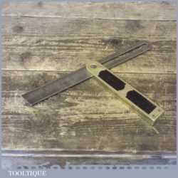 Scarce Vintage Brass Bound & Ebony Carpenters Sliding Bevel