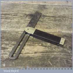 Vintage 9” Brass & Ebony Carpenters Sliding Bevel - Good Condition
