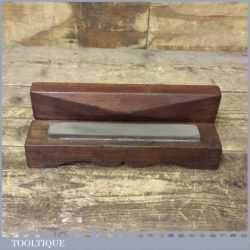 Vintage 8” x 2” Fine Grit Sharpening Oil Stone In Mahogany Box - Good Condition