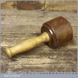 Old Lignum Vitae Wood Carving Mallet With Good Ash Handle - With Ebony Wedge