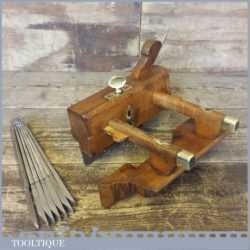 Vintage Marples Beech Wood Plough Plane Full Set Of 8 Irons - Good Condition