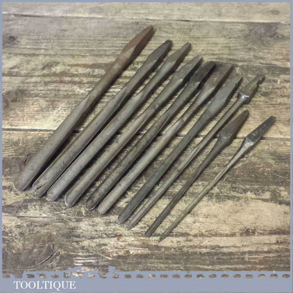 10 No: Vintage Shell Bits For A Brace 1/8” – 7/16” - Good Condition