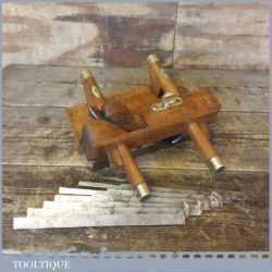 Vintage I Sorby (Mr Punch Brand) Beech Wood Plough Plane Plus Set of 8 Irons