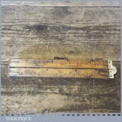 Vintage 2ft Smallwood Boxwood And Brass Folding Ruler - Good Condition