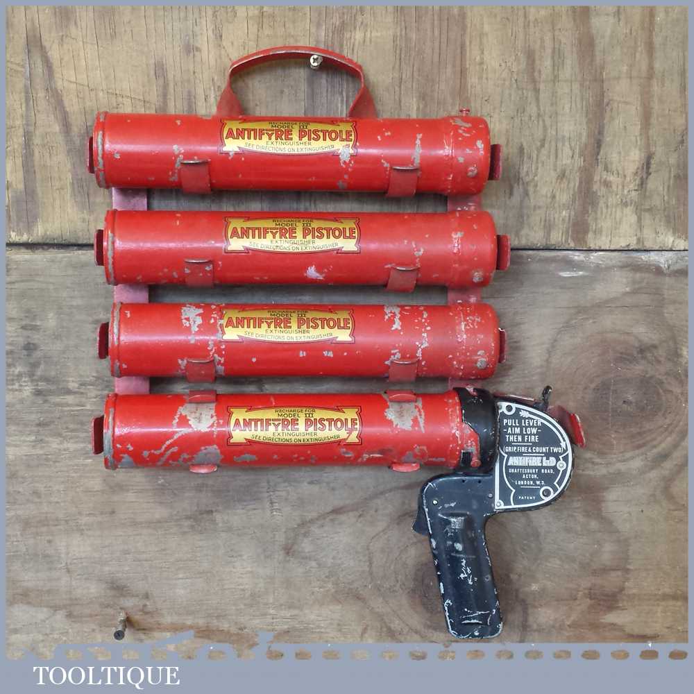 Vintage Set of 4 No Model 111 Antifyre Pistole Fire Extinguishers In