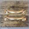 Vintage Reclaimed Pair Of Polished Solid Brass Door Pull Handles - 7” Long