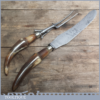 Vintage Meat Craving Set With Superb Horn Handles - Good Condition