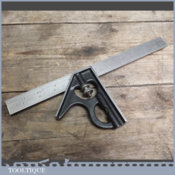 Vintage Cast Steel Adjustable Combination Set Square By Rabone Chesterman