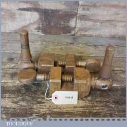 Vintage Pair Of Oak Wood Carvers Clamps - Good Condition