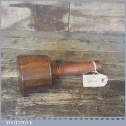Old Lignum Vitae Wood Turned Carving Mallet With Babinga Handle - Ebony Wedge