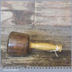 Old Lignum Vitae Wood Turned Carving Mallet With Boxwood Handle - Ebony Wedge