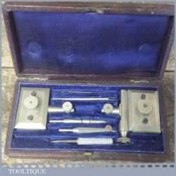 Antique Architects Silver Nickel Trammel Point Set In Presentation Box