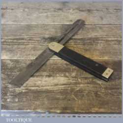 Vintage 12” Ebony And Brass Sliding Bevel In Good Condition