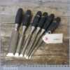 6 No: Vintage Stanley No: 5001 Bevel Edge Chisels 1” 5/8” ½” 3/8” ¼” 1/8” Wide